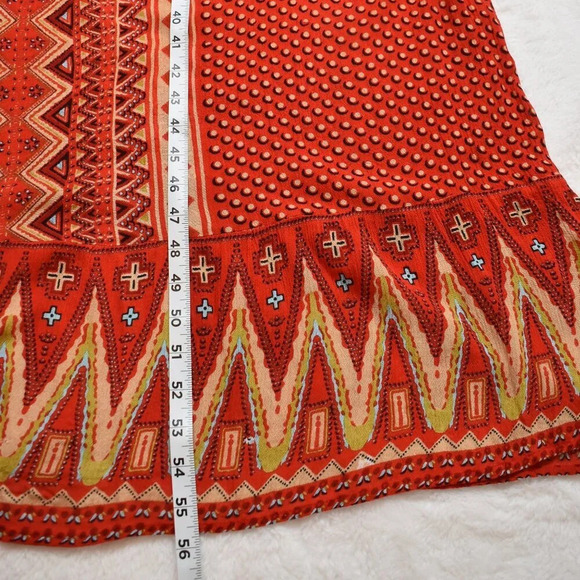 World Market Boho Maxi Dress Sz M Smocked Tiered Flowy Southwestern Tribal Aztec - Picture 10 of 14